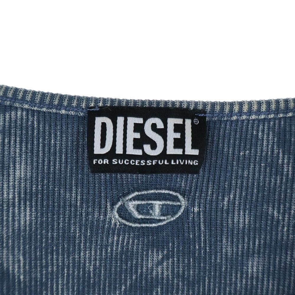 DIESEL(ディーゼル) BRANETTE リブ タイト ドレス ワンピース カットソー 長袖 ストレッチ ブルー