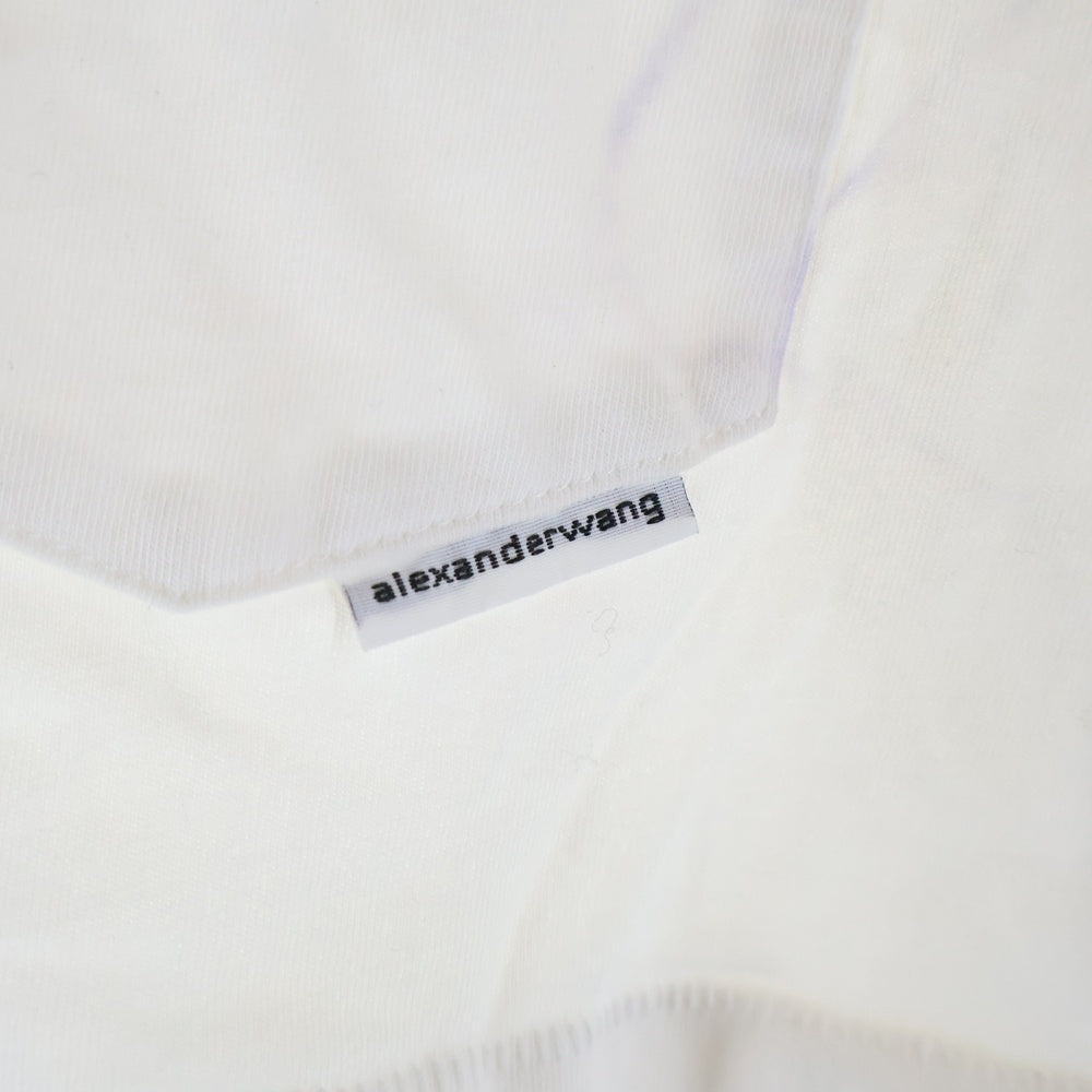 ALEXANDER WANG(アレキサンダーワン) ロゴ ショート丈 クロップド 半袖カットソー Tシャツ ホワイト レディース