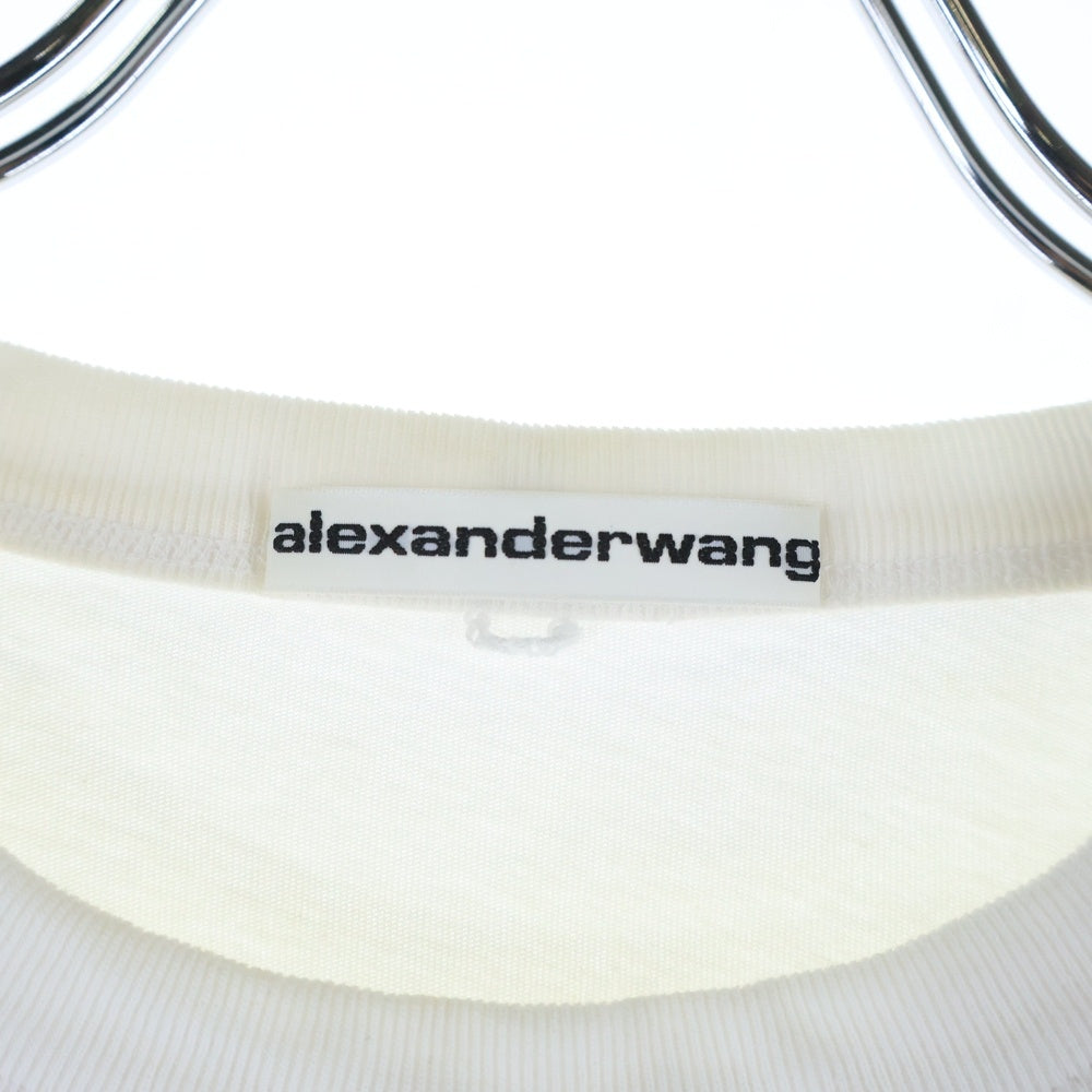 ALEXANDER WANG(アレキサンダーワン) ロゴ ショート丈 クロップド 半袖カットソー Tシャツ ホワイト レディース