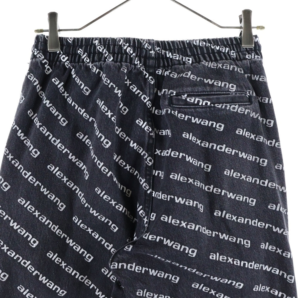 ALEXANDER WANG(アレキサンダーワン) ロゴ総柄 ジョガーデニムパンツ ブラック/ホワイト