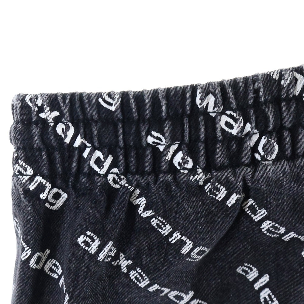 ALEXANDER WANG(アレキサンダーワン) ロゴ総柄 ジョガーデニムパンツ ブラック/ホワイト