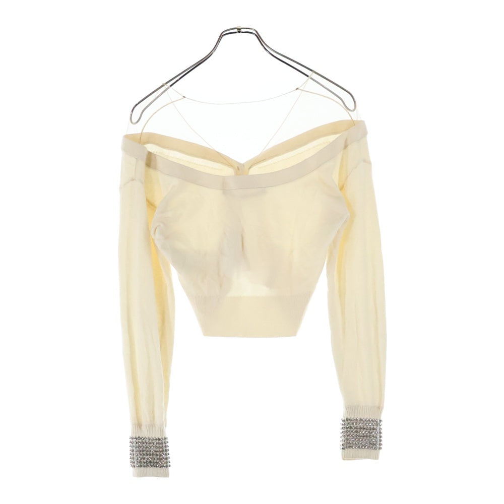 ALEXANDER WANG(アレキサンダーワン) 袖ビジュー ニットカーディガン アイボリー レディース