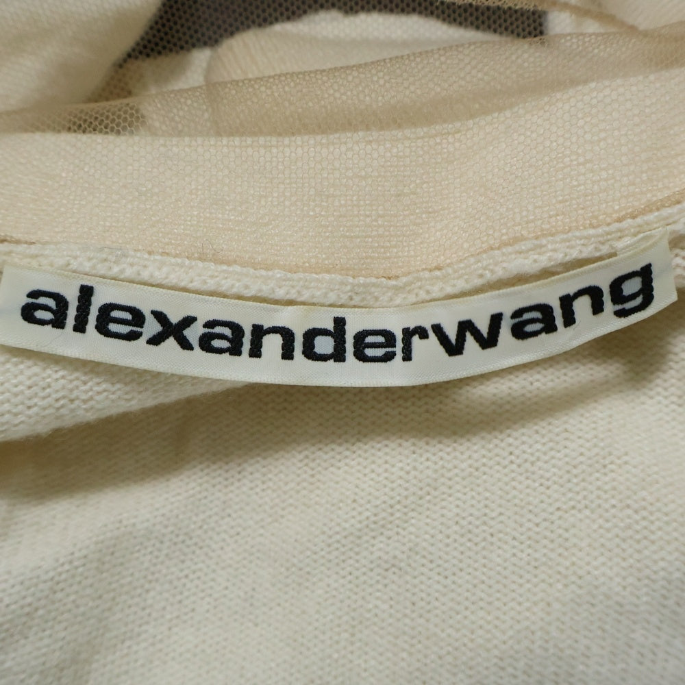 ALEXANDER WANG(アレキサンダーワン) 袖ビジュー ニットカーディガン アイボリー レディース