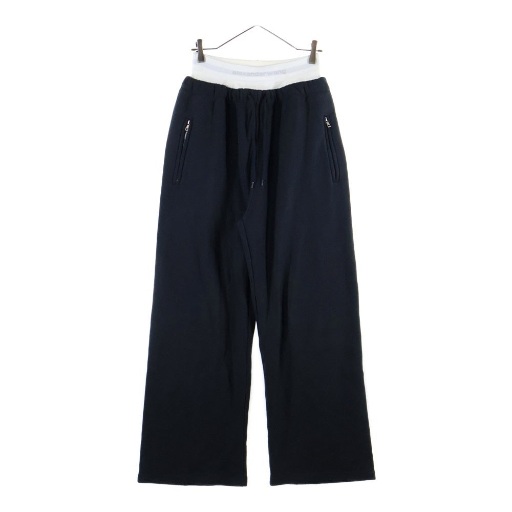 ALEXANDER WANG(アレキサンダーワン) ダブルウエストワイドレッグスウェットパンツ ブラック 4CC1244349
