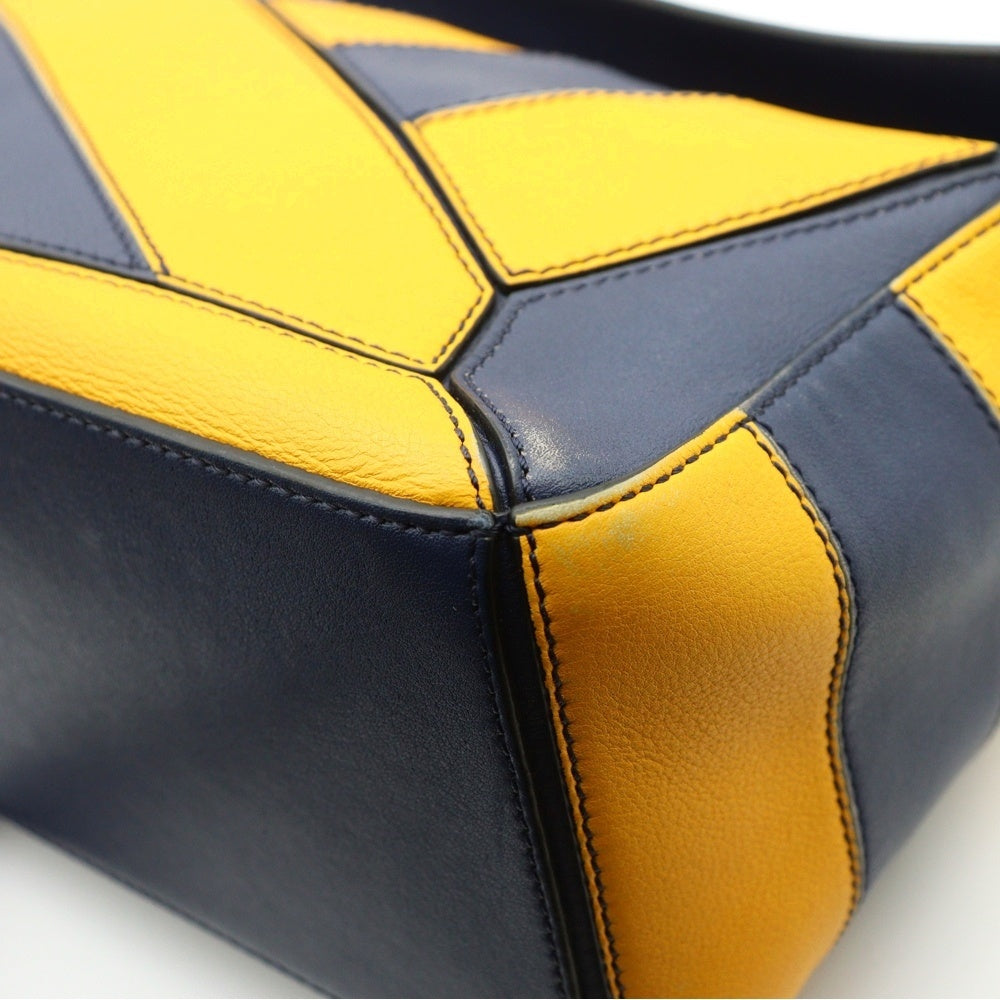 LOEWE(ロエベ) パズルバッグ 2WAY レザーハンドバッグ ショルダーバッグ スモール イエロー/ネイビー