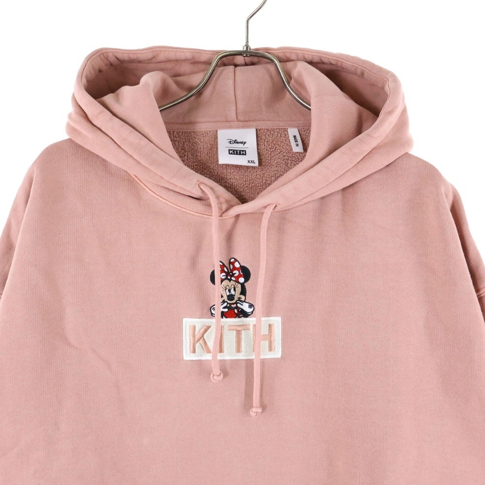 KITH(キス) ×Disney Minnie Classic Logo Hoodie ディズニー ミニー クラシックロゴフーディ プルオーバースウェットパーカー ピンク