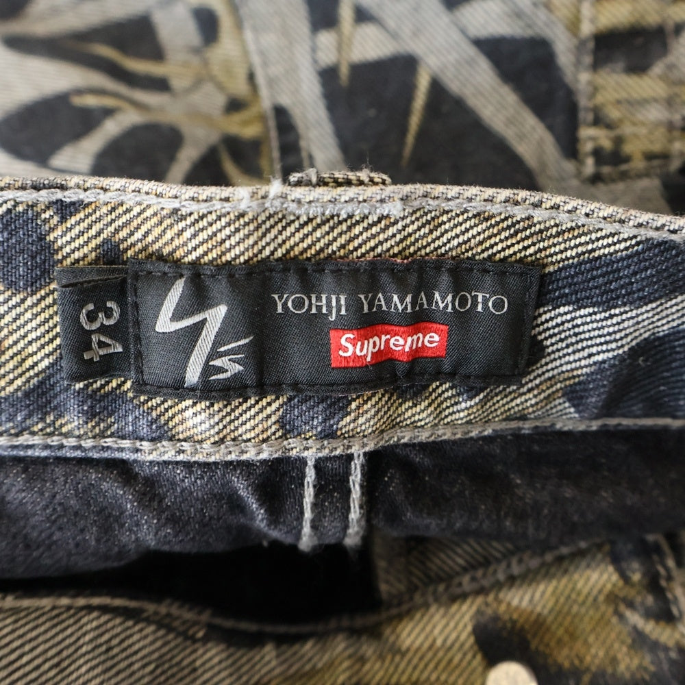 SUPREME(シュプリーム) xYohji Yamamoto Baggy Jean ×ヨウジヤマモト バギー ジーンズ 総柄 グレー