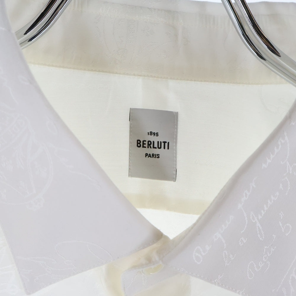 Berluti(ベルルッティ) Cotton Silk Scritto Andy Shirt コットンシルク アンディ スクリットパターン シャツ 長袖シャツ ホワイト R26HTL85SBGP