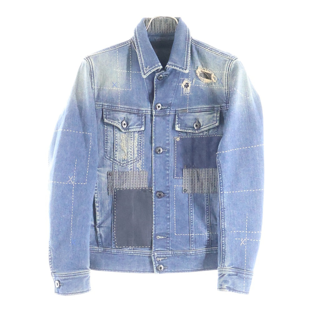 ※新品未着用※【DIESEL】 デニムジャケット Gジャン ダメージ加工 DIESEL(ディーゼル) ダメージ加工 D-JIM パッチワーク デニム