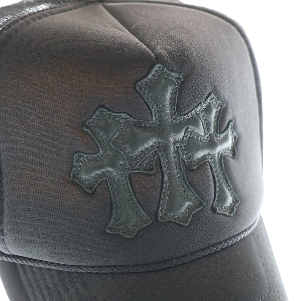 CHROME HEARTS(クロムハーツ) Cemetery Cross Patch Trucker Cap セメタリークロスパッチトラッカーキャップ ベースボールキャップ クロスボール 帽子 ブラック