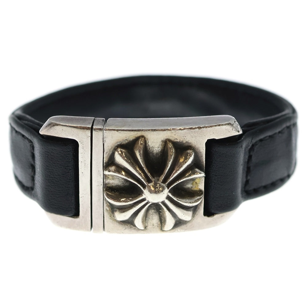 CHROME HEARTS(クロムハーツ) HARNESS CLASP ハーネスクラスプ レザーブレスレット ブラック/シルバー