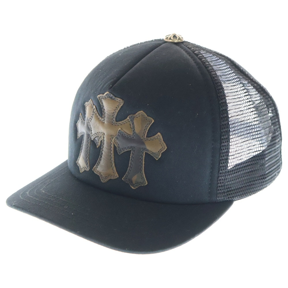 CHROME HEARTS(クロムハーツ) Cemetery Cross Patch Trucker Cap セメタリークロスパッチ トラッカー ベースボールキャップ 帽子 ブラック/カモ
