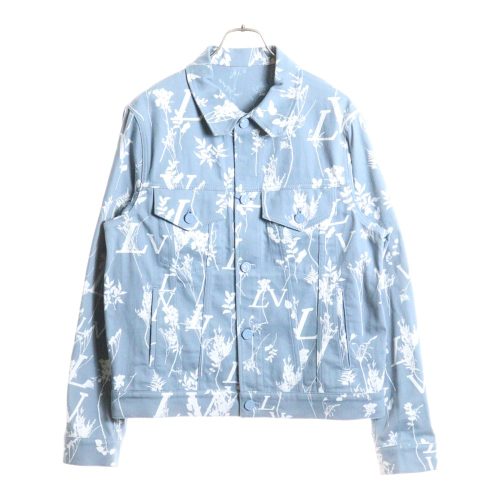 LOUIS VUITTON ルイヴィトン 22AW DNAリーフ総柄デニムジャケット ブルー/ホワイト RM222Q NF1 HNA59 LOUIS VUITTON(ルイヴィトン) 22AW DNAリーフ総柄デニムジャケット
