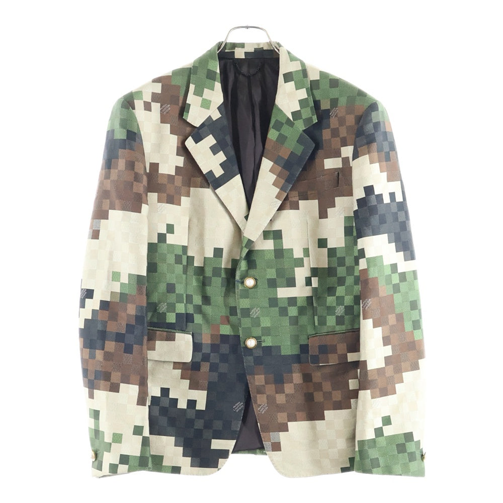 LOUIS VUITTON(ルイヴィトン) 24SS ダモフラージュ ダミエ ピクセル 迷彩 カモフラ総柄 2B テーラードジャケット ベージュ/カーキ RM241 HSB HQJ60E