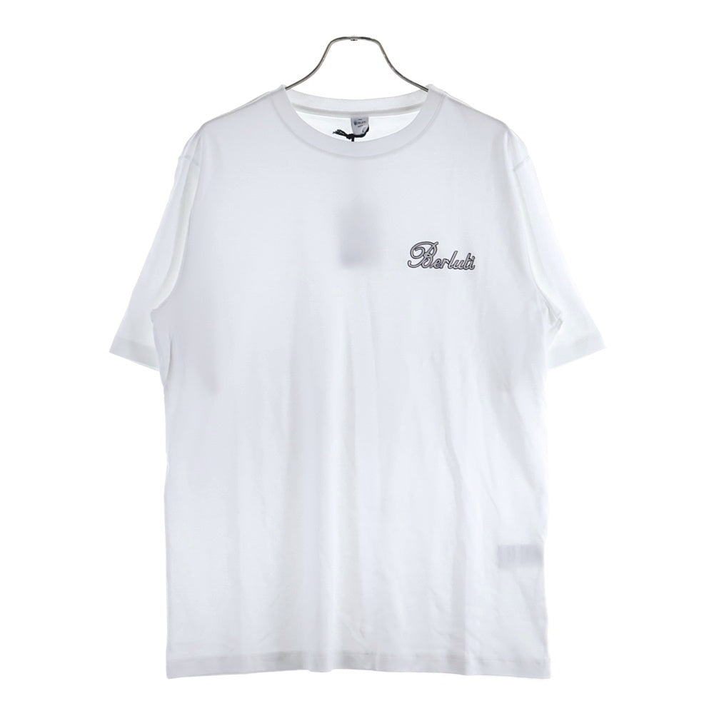 Berluti(ベルルッティ) Thabor スモールロゴ刺繍 クルーネック半袖Tシャツ ホワイト R26JRS124