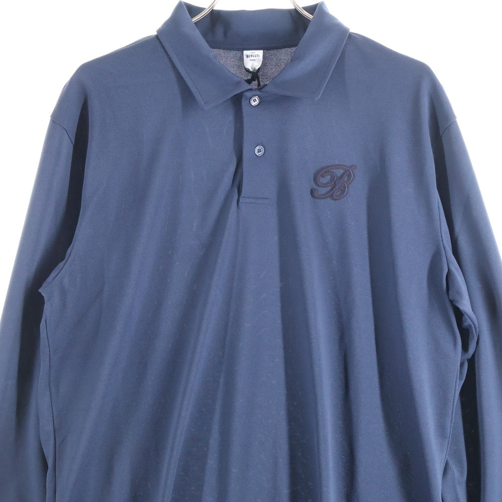 Berluti(ベルルッティ) ロゴ刺繍 ロングスリーブポロシャツ 長袖 ネイビー R25JPL08