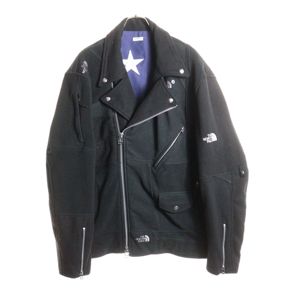 OLD PARK(オールドパーク) THE NORTH FACE ノースフェイス 再構築 フリース ダブルライダースジャケット 裏地星条旗 ブラック