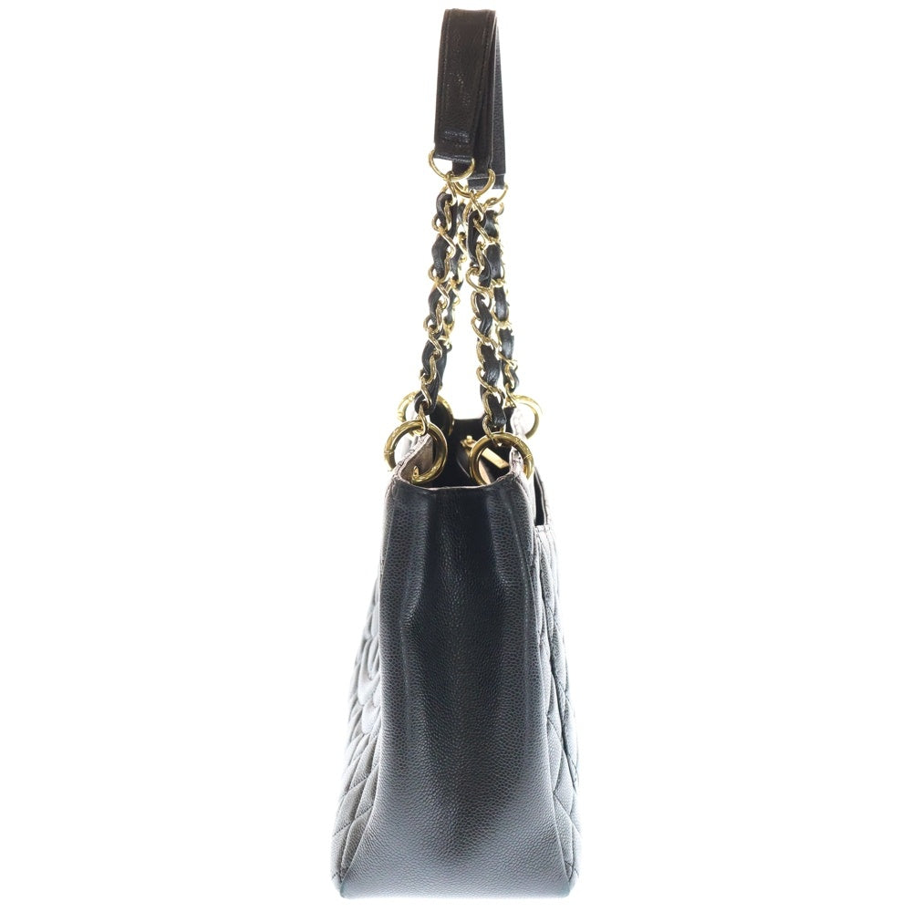 CHANEL(シャネル) GSTチェーン トート ショルダーバッグ マトラッセ キャビアスキン ブラック GD金具