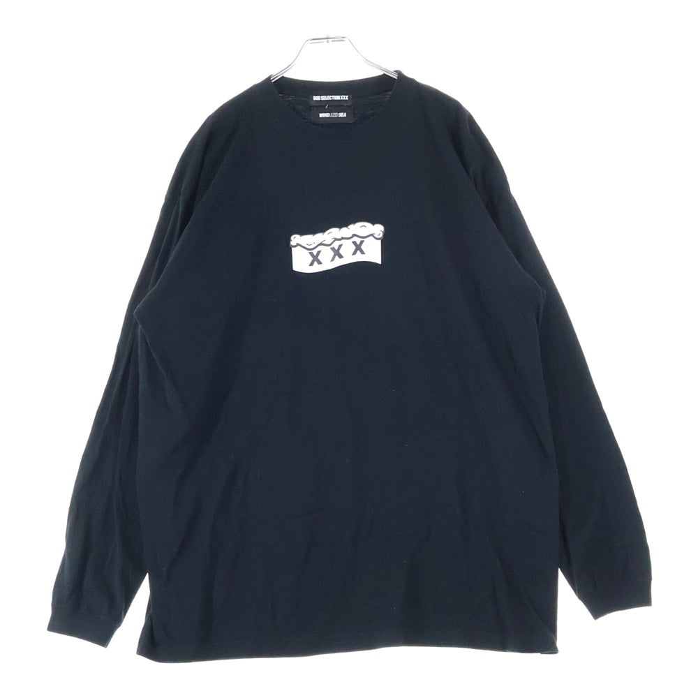 WIND AND SEA(ウィンダンシー) ×GOD SELECTION XXX ×ゴッドセレクション コラボ フロントデザイン 長袖Tシャツ ブラック