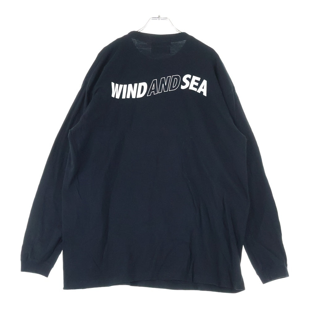 WIND AND SEA(ウィンダンシー) ×GOD SELECTION XXX ×ゴッドセレクション コラボ フロントデザイン 長袖Tシャツ ブラック
