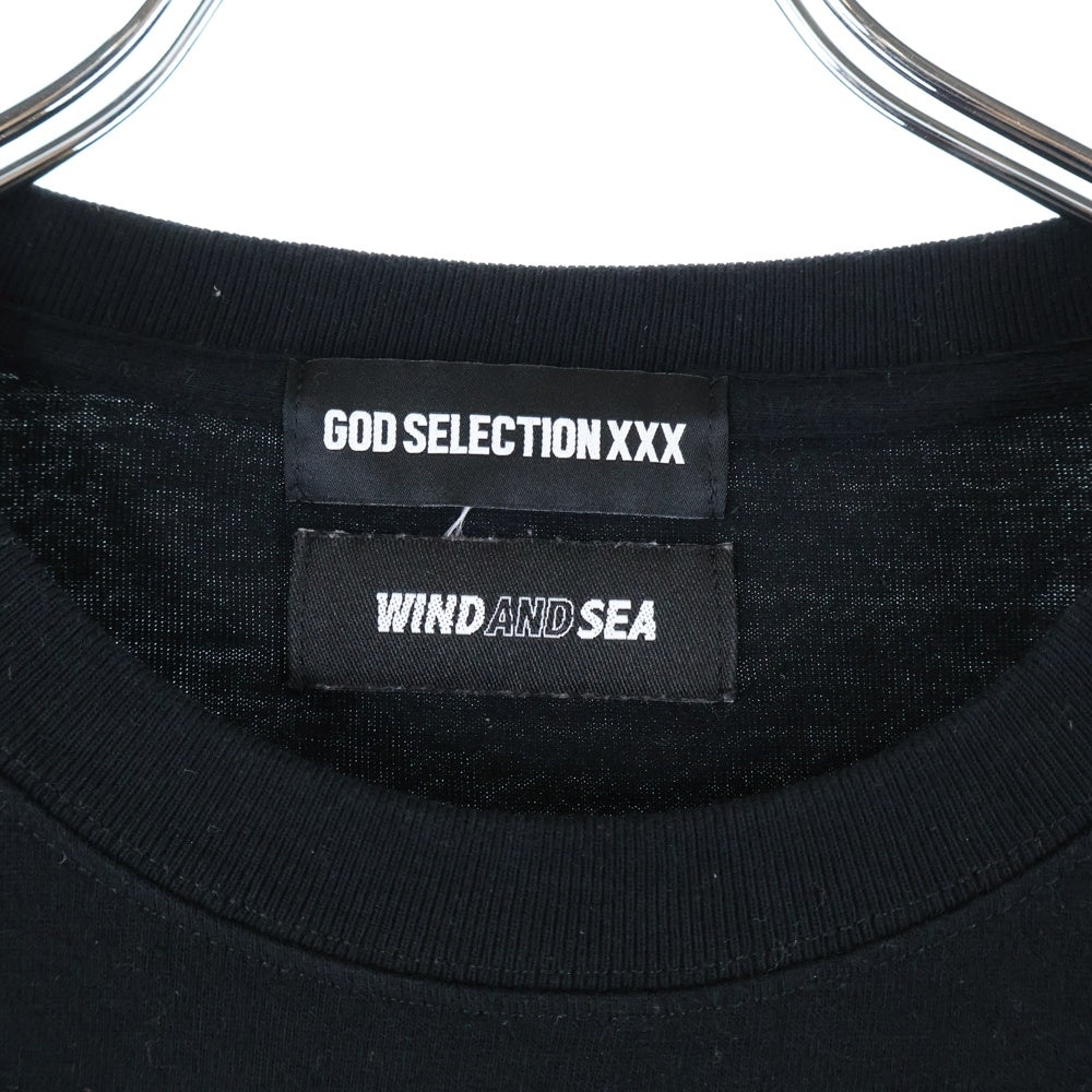 WIND AND SEA(ウィンダンシー) ×GOD SELECTION XXX ×ゴッドセレクション コラボ フロントデザイン 長袖Tシャツ ブラック