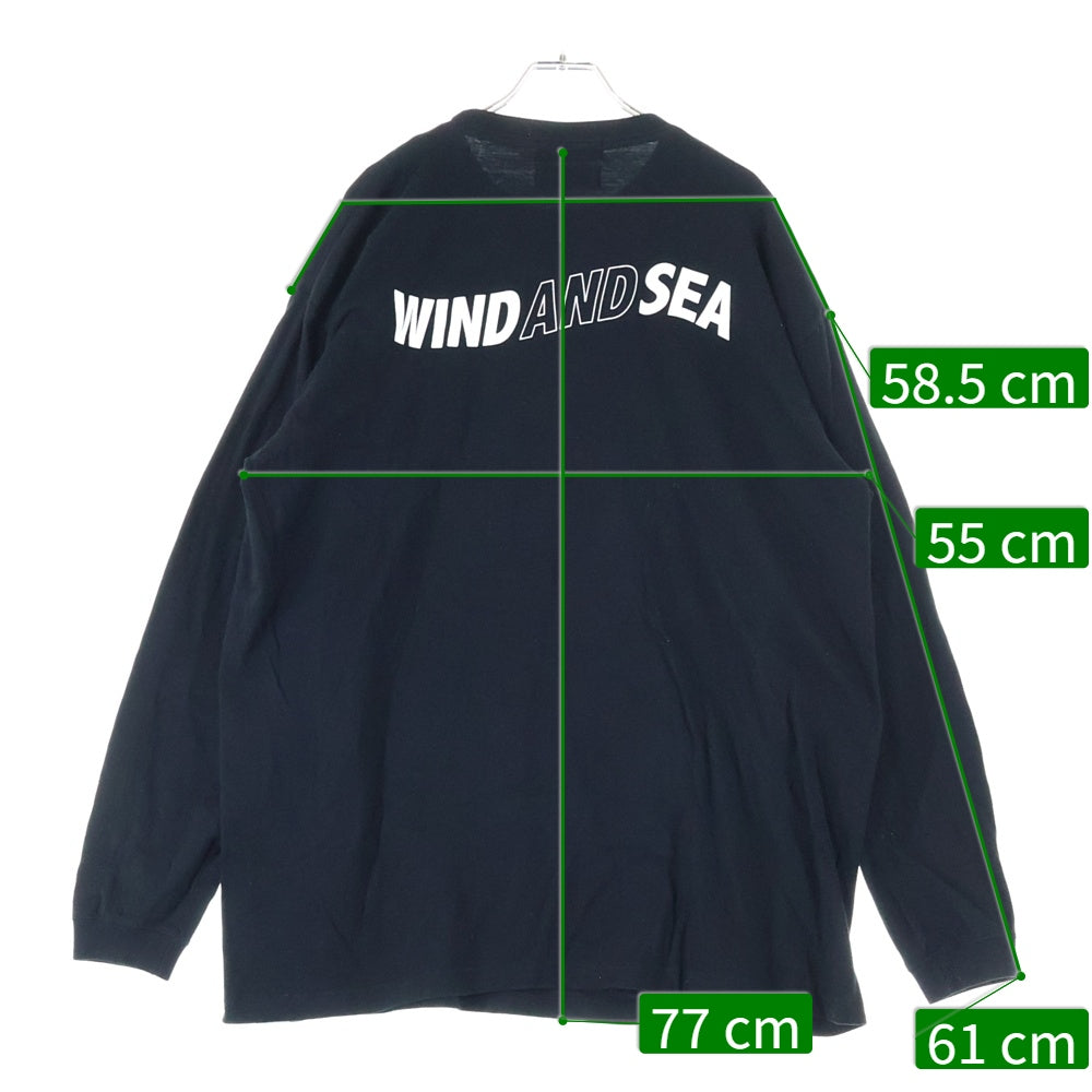 WIND AND SEA(ウィンダンシー) ×GOD SELECTION XXX ×ゴッドセレクション コラボ フロントデザイン 長袖Tシャツ ブラック