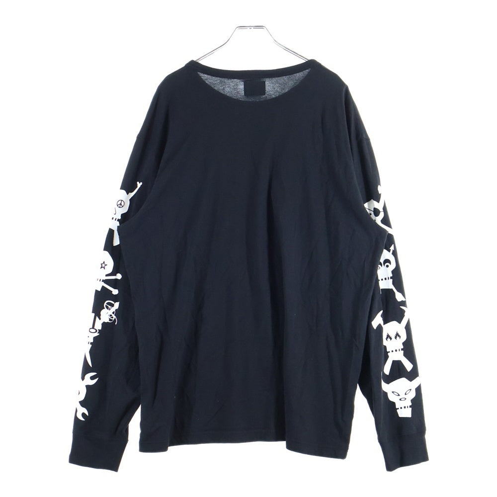 STUSSY(ステューシー) スカルプリント クルーネック長袖Tシャツ カットソー ブラック