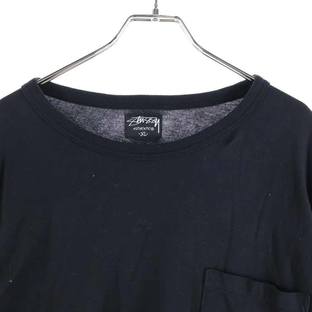 STUSSY(ステューシー) スカルプリント クルーネック長袖Tシャツ カットソー ブラック