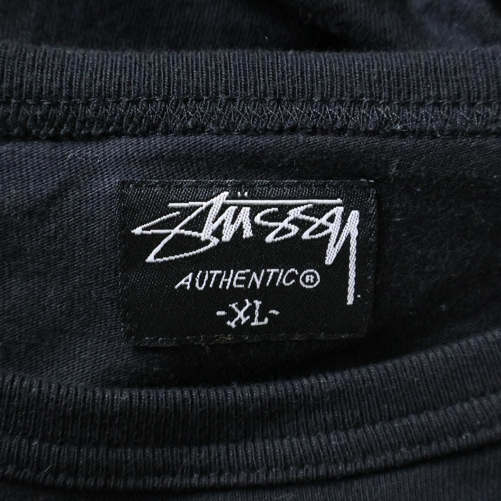 STUSSY(ステューシー) スカルプリント クルーネック長袖Tシャツ カットソー ブラック