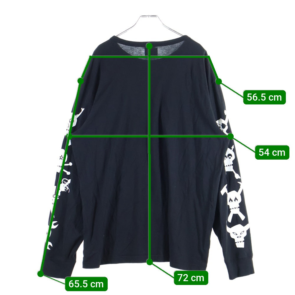 STUSSY(ステューシー) スカルプリント クルーネック長袖Tシャツ カットソー ブラック