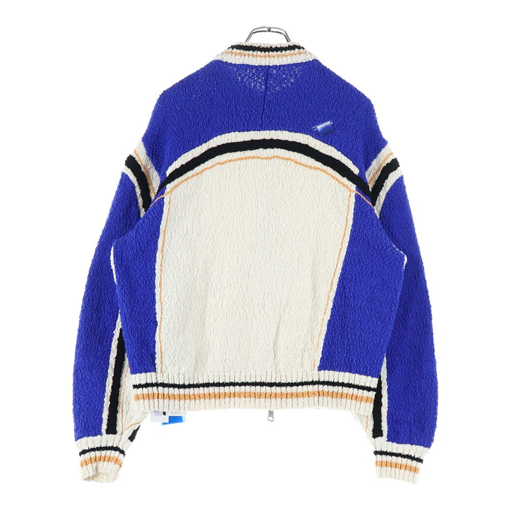 ADER ERROR(アーダーエラー) 24SS Alieb Knit BN01SSKT0701BL ジップアップ ニットカーディガン ブルー/ホワイト