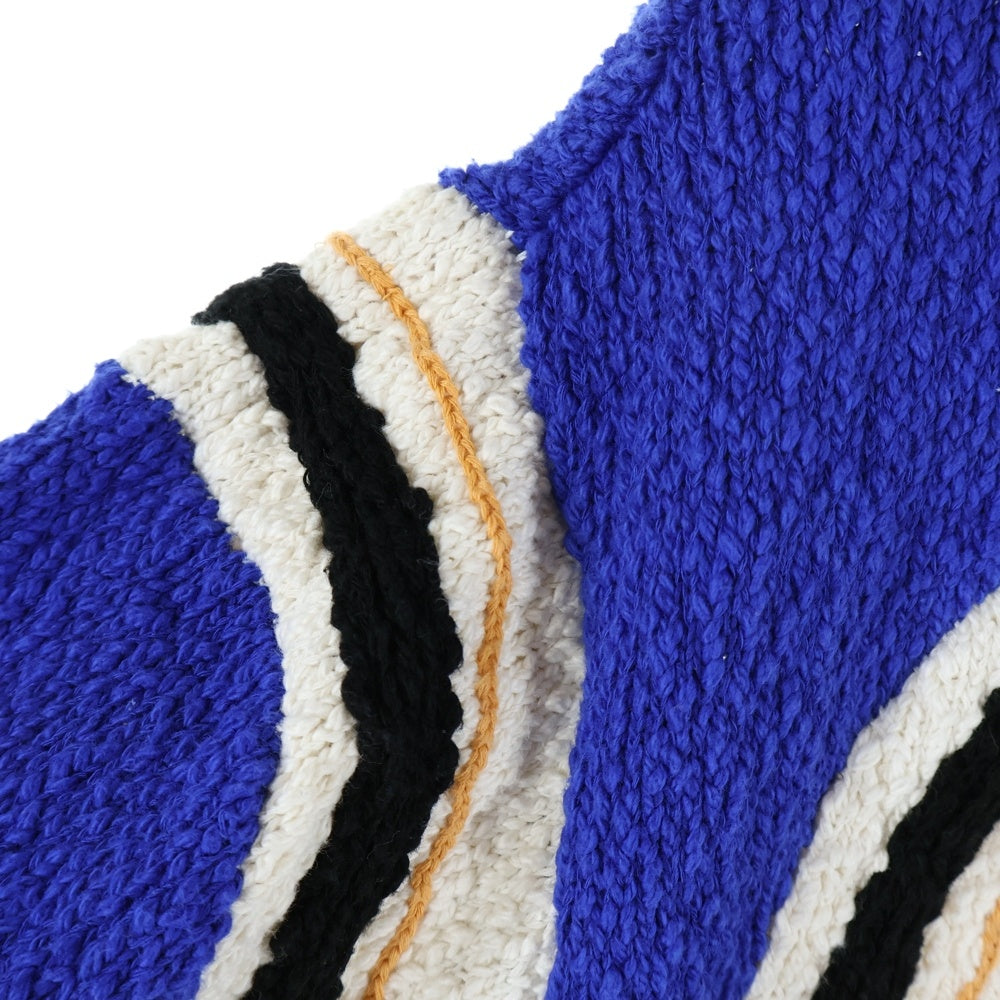 ADER ERROR(アーダーエラー) 24SS Alieb Knit BN01SSKT0701BL ジップアップ ニットカーディガン ブルー/ホワイト