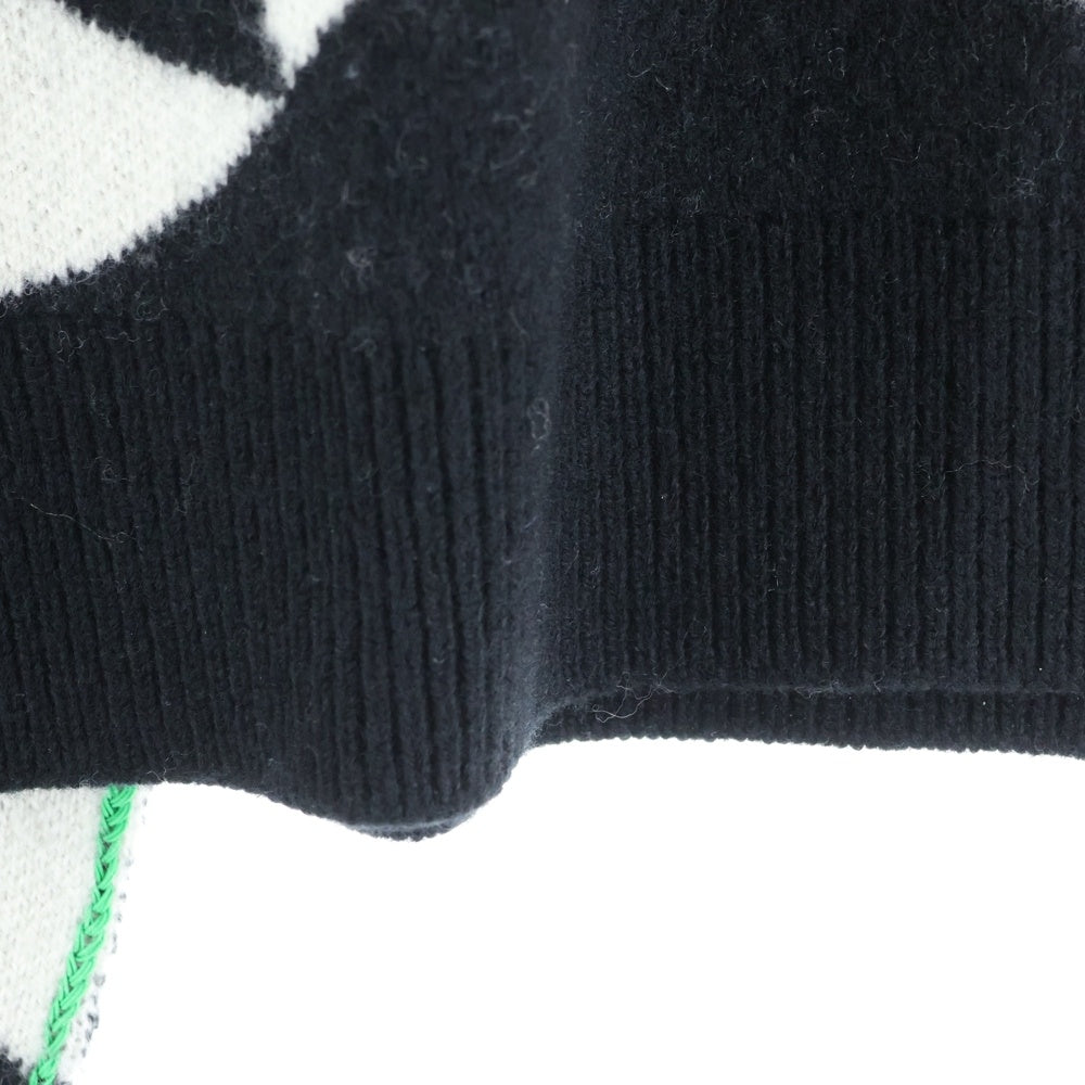 BOTTEGA VENETA(ボッテガヴェネタ) ウェーブデザイン クルーネック ニットセーター 692462 V1T90 ホワイト/ブラック