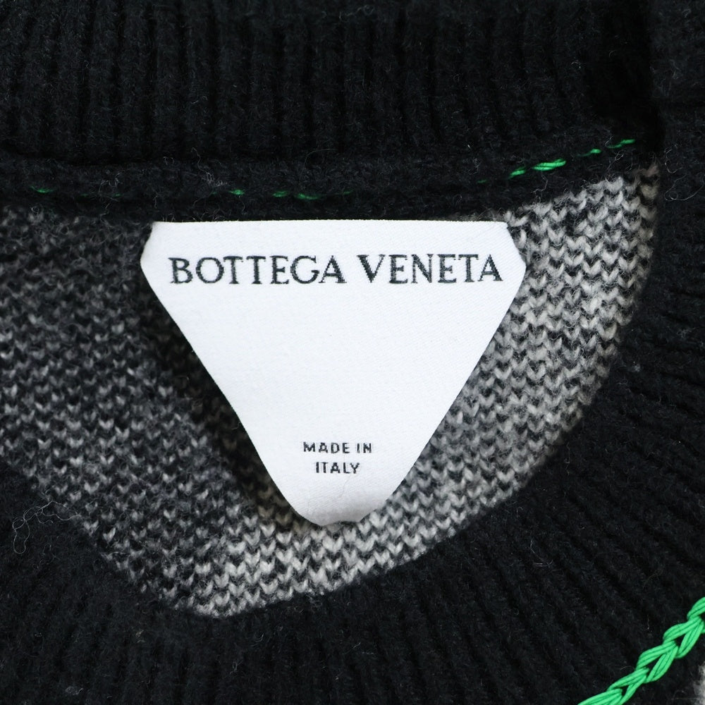 BOTTEGA VENETA(ボッテガヴェネタ) ウェーブデザイン クルーネック ニットセーター 692462 V1T90 ホワイト/ブラック