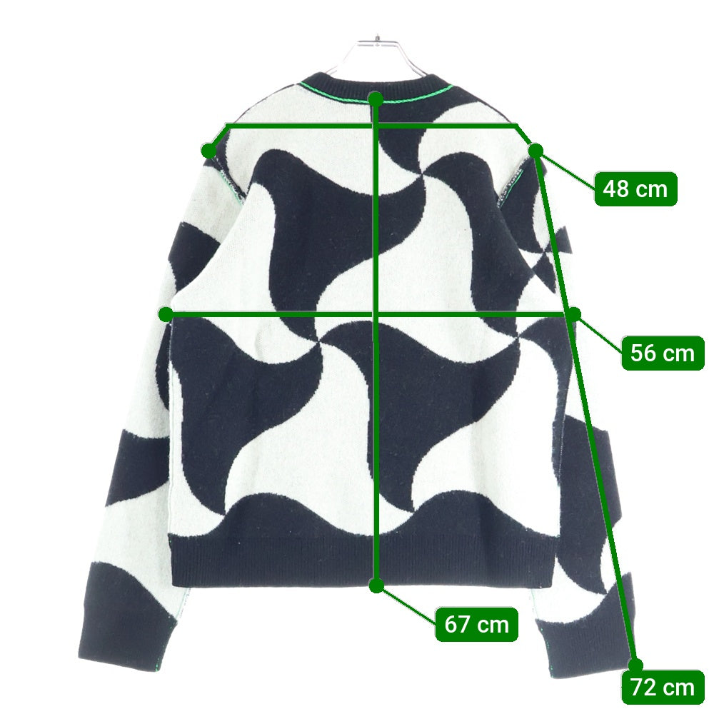 BOTTEGA VENETA(ボッテガヴェネタ) ウェーブデザイン クルーネック ニットセーター 692462 V1T90 ホワイト/ブラック