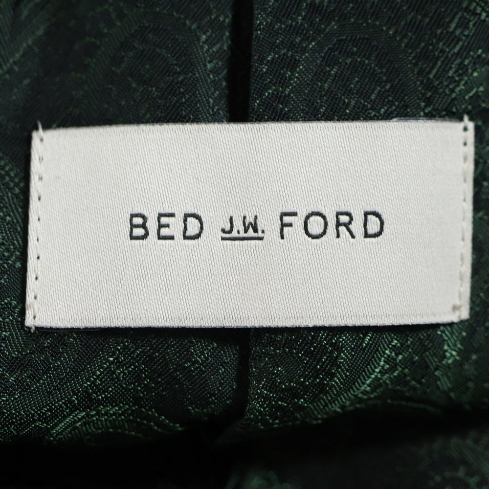 BED J.W. FORD(ベッドフォード) 23AW Lapel-less Jacket 23AW-B-JK01 フリンジ ウール テーラードジャケット グリーン