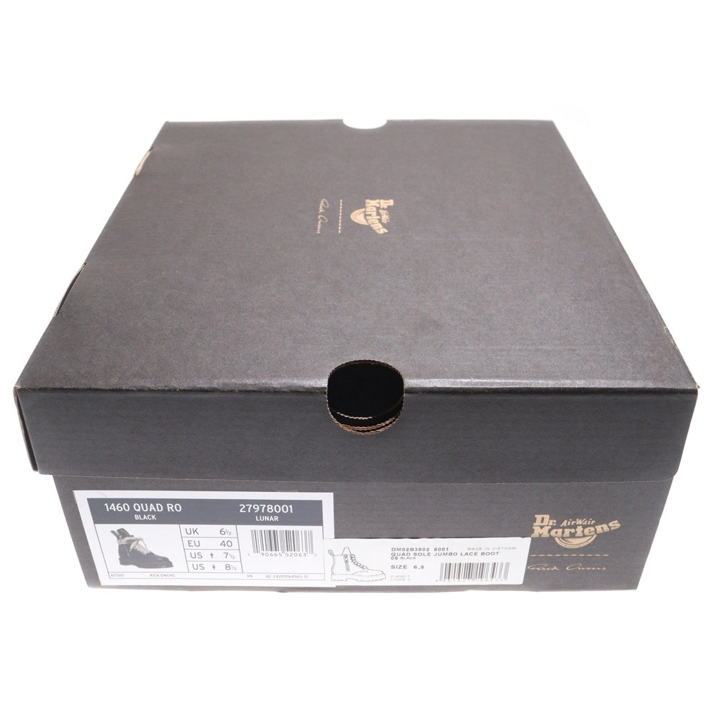 Rick Owens(リックオウエンス) × Dr.Martens 1460 QUAD SOLE JUMBO LACE BOOT ×ドクターマーチン ジャンボレースサイドジップブーツ ブラック