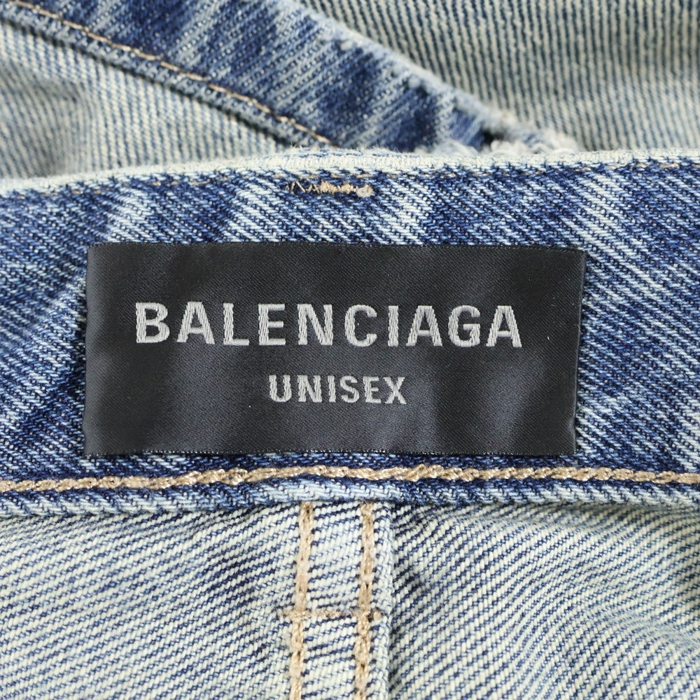 BALENCIAGA(バレンシアガ) Low Crotch Jeans 706652 TJW95 ダメージ加工 ワイドデニムパンツ インディゴ