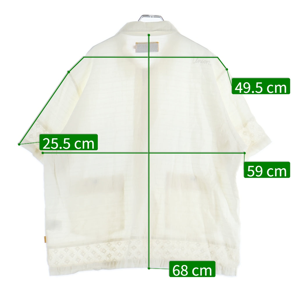 UNION(ユニオン) レースデザイン 半袖シャツ アイボリー WSS-202