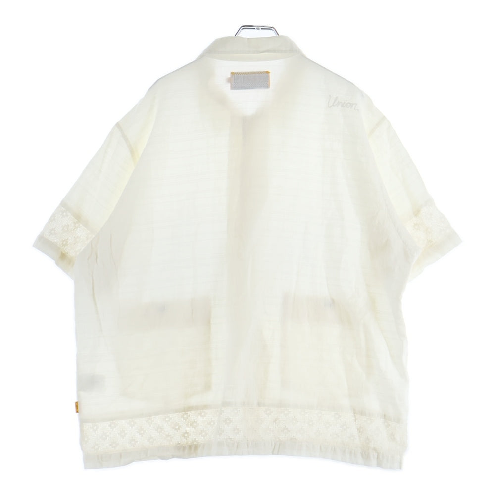 UNION(ユニオン) レースデザイン 半袖シャツ アイボリー WSS-202