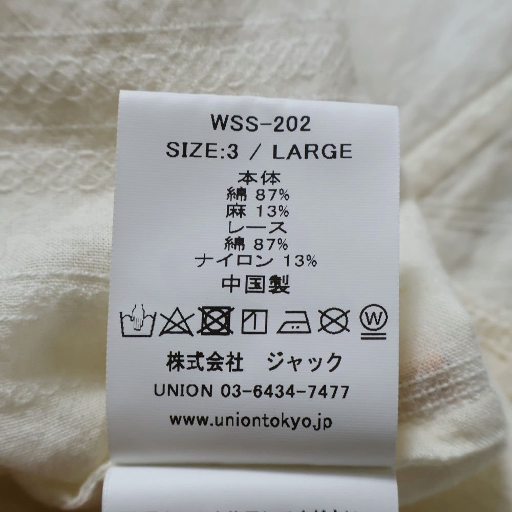 UNION(ユニオン) レースデザイン 半袖シャツ アイボリー WSS-202