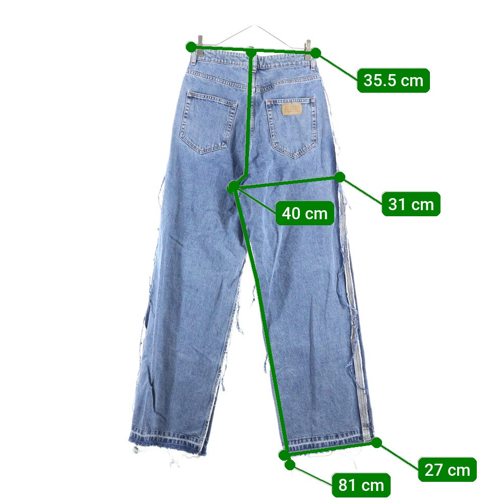 MM6 Maison Margiela(エムエムシックスメゾンマルジェラ) 25AW WIDE DENIM SH0LA0025 S30844 ダメージ加工 ワイドレグ デニムパンツ インディゴ