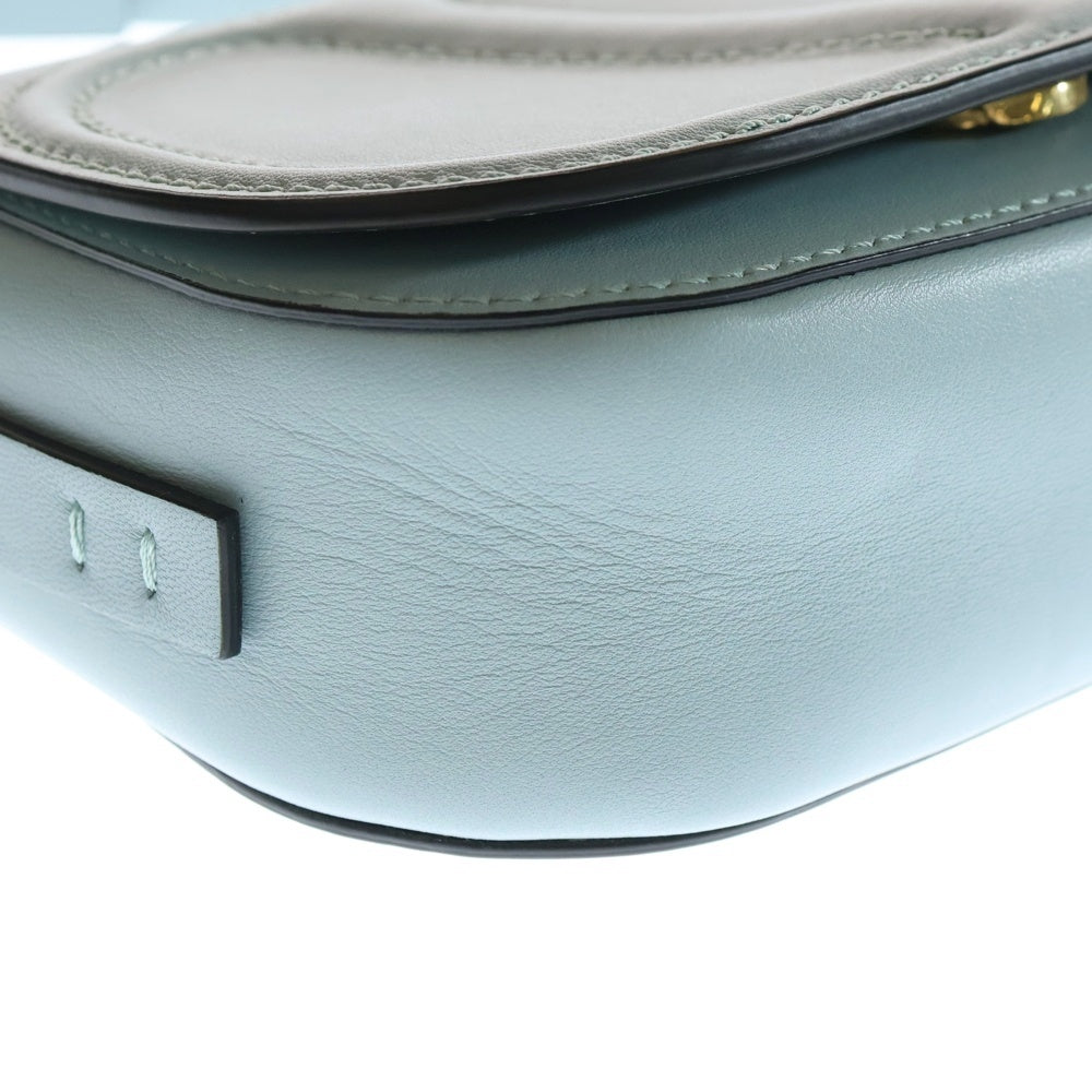 VALENTINO(ヴァレンティノ) Vロゴ ステッチショルダーバッグ メッセンジャーバッグ ブルー レディース