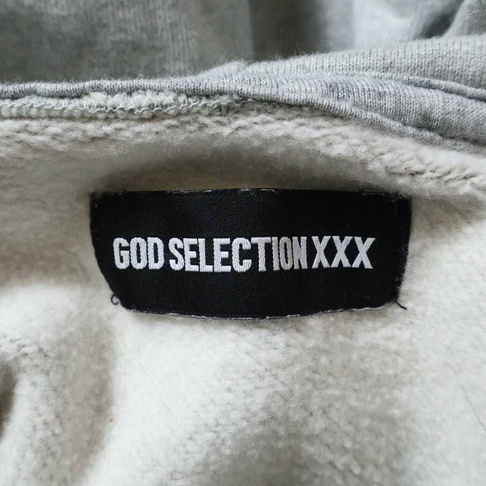 GOD SELECTION XXX(ゴッドセレクショントリプルエックス) スモールBOXロゴ コットンプルオーバーパーカー グレー