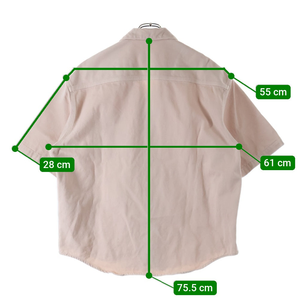 AMI Alexandre Mattiussi(アミアレクサンドルマテュッシ) Ami de Coeur アミ ドゥ クール ハート エンボスロゴ コットン スナップボタン 半袖シャツ ジャケット ピンク SPHSH219.DE0044