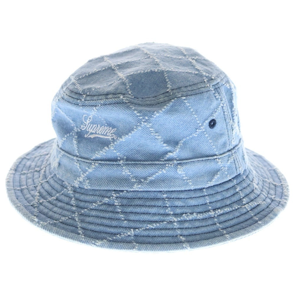 SUPREME(シュプリーム) 23AW Punched Denim Crusher クラッシャー デニム バケットハット キャップ 帽子 ブルー