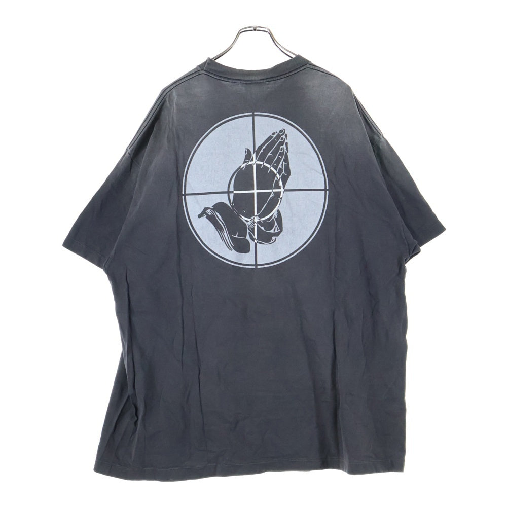 SAINT MICHAEL(セントマイケル) 25SS ×FEAR OF GOD SNT OF GOD FG_SS TEE VINTAGE加工 セントオブゴッド 両面プリント クルーネック 半袖Tシャツ カットソー ブラック