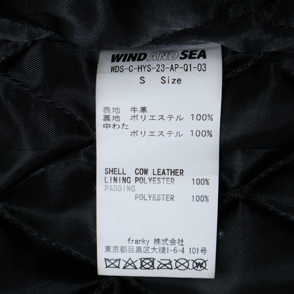 WIND AND SEA(ウィンダンシー) x HYSTERIC GLAMOUR Riders Jacket WDS-C-HYS-23-AP-Q1-03 ×ヒステリックグラマー ロゴ刺繍 ダブルライダース レザージャケット ブラック