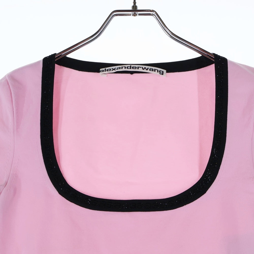 ALEXANDER WANG(アレキサンダーワン) Contrast Trim Tee 1KC2231007 コントラストトリム 半袖Tシャツ カットソー ピンク レディース