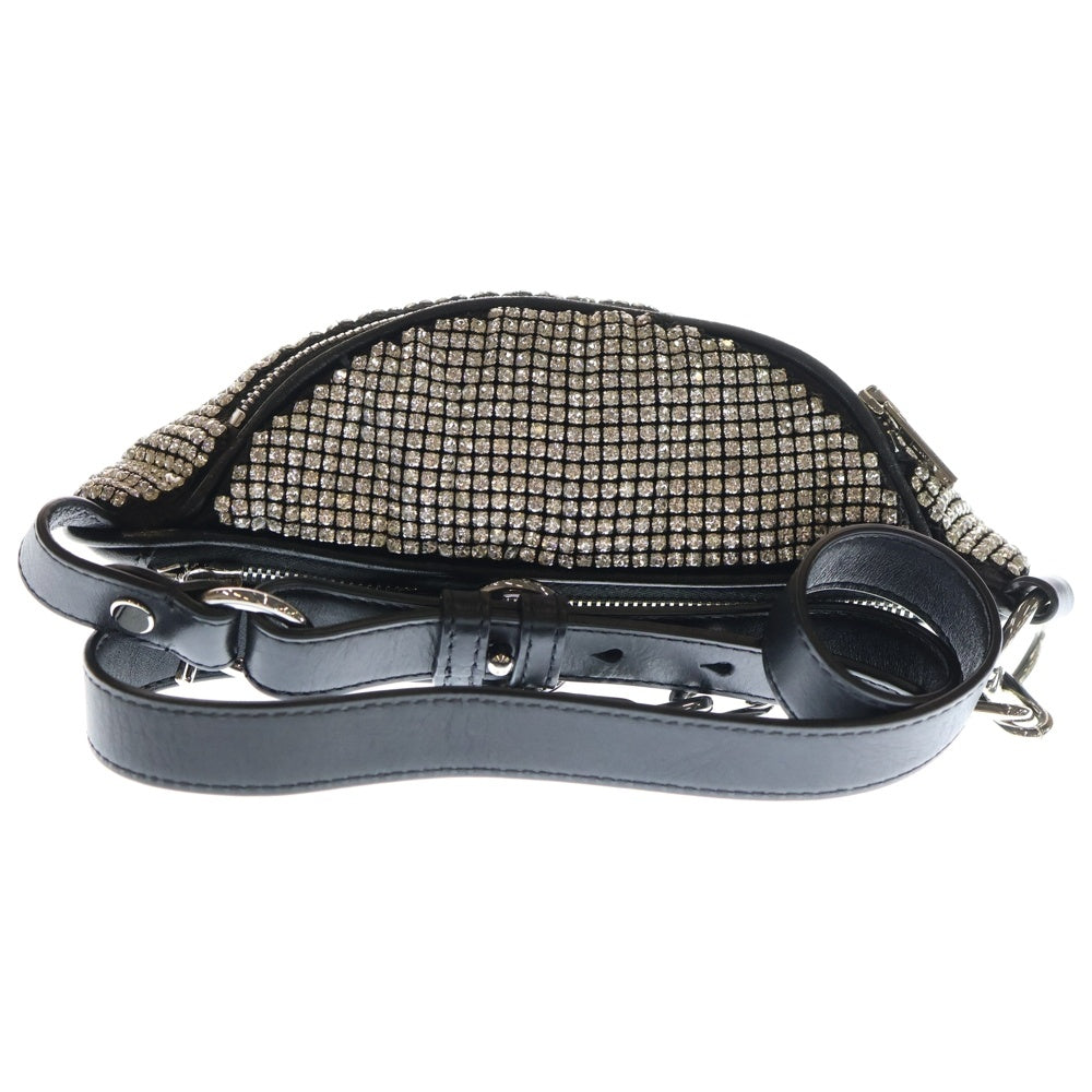 ALEXANDER WANG(アレキサンダーワン) アッティカレザー ラインストーン チェーン ショルダーバッグ ウエストバッグ ブラック/ホワイト レディース